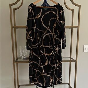 Ralph Lauren Black Dress with Gold Chain Pattern